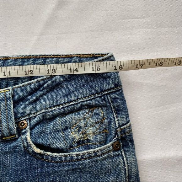 Y2K lei Sophia Embroidered Hipster Flared Jeans Size 7 - Picture 13 of 16